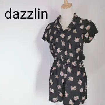 dazzlin 꽃무늬 올 패턴 플라워 프린트 올인원 블랙