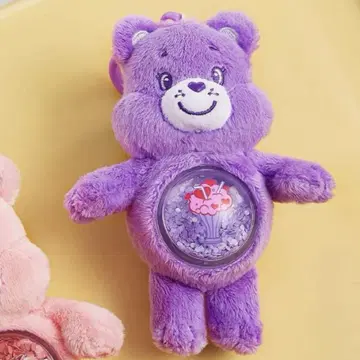 케어 베어 봉제 인형 키링 보라색