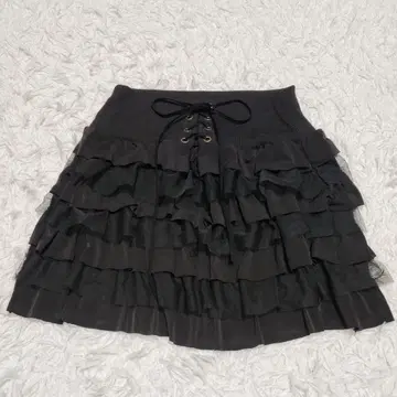 y2k 프릴 티어드 미니 스커트 헤이세이 페어리 그런지 블랙