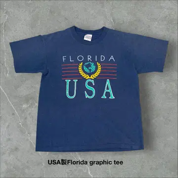 USA제 Florida graphic 티셔츠 싱글 스티치 로고 폰트
