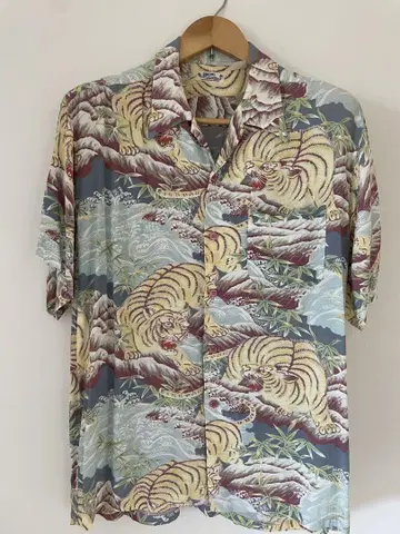 SUN SURF 알로하 셔츠 호랑이 무늬 반팔