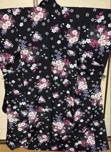 블랙 벚꽃 패턴 후리소데 기장 162
