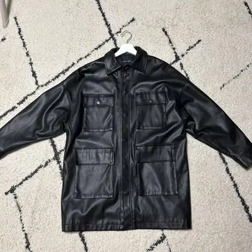 블랙 가죽 자켓 오버 사이즈 jeanasis