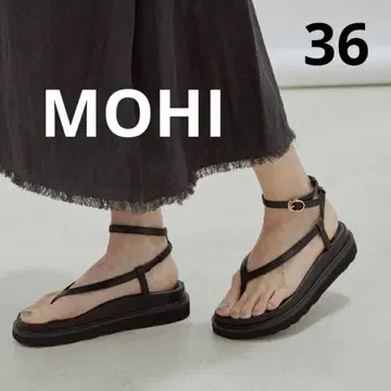 [미사용] MOHI 모히 스트랩 플립플랍 플랫 통굽 가죽 36