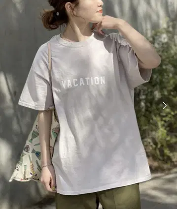 VACATION 프린트 반팔 티셔츠 라이트 핑크