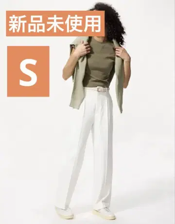 미사용 새상품 유니클로 턱 와이드 팬츠 화이트 S