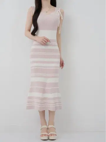 Lumignon Riobon border nermaid dress 핑크