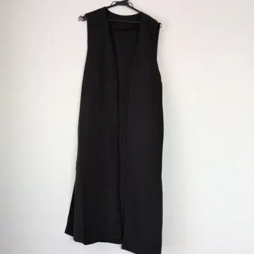블랙 롱 베스트 캐주얼 시크