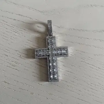 Glitter 실버 크로스 펜던트 약 5cm