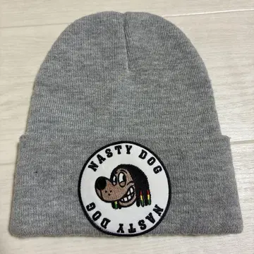 NASTY DOG 자수 패치 니트 모자 그레이