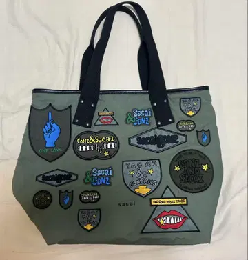 sacai 곤즈 패치워크 토트백 올리브 그린