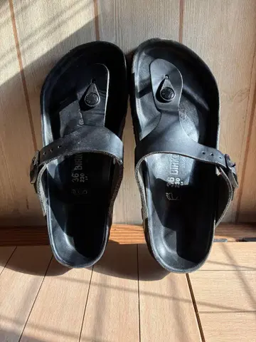 버켄스탁 기제 천연 가죽 올 블랙