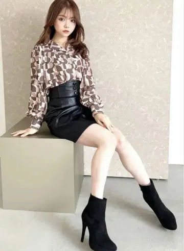 블랙 힐 부츠 L 사이즈 12cm 힐