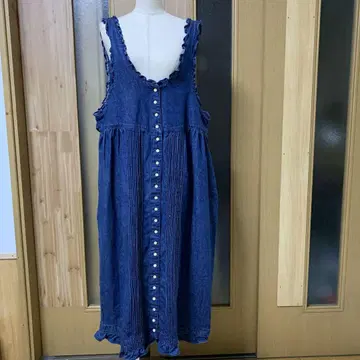 데님 슬리브리스 롱 원피스