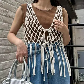 CIAOPANIC TYPY 앞뒤 2way 마크라메 프린지 베스트