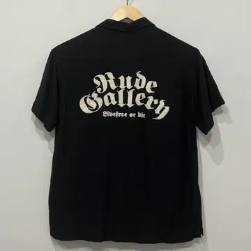 새상품급 루드 갤러리 로고 자수 레이온 볼링 셔츠 블랙 M