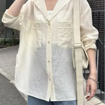 콜라주 개럴개런트 빈티지 라이크라 라펠 칼라 시어 셔츠