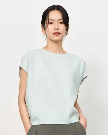 SOEJU 리네라 숏 슬리브 코쿤 블라우스