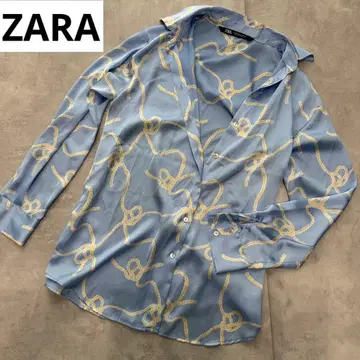 ZARA 자라 로프 패턴 올 패턴 긴팔 셔츠 개성 화려한 XS 넉넉한