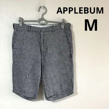 APPLEBUM 애플 범 하프 팬츠 하운드투스 체크 린넨 M