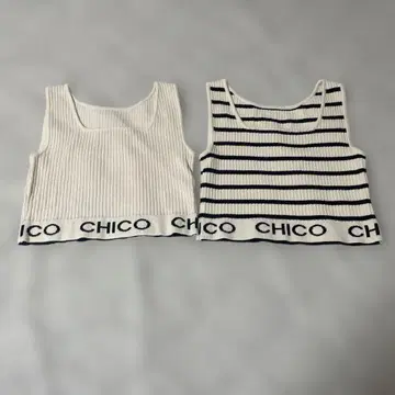CHICO 슬리브리스 리브 탑 2장 세트