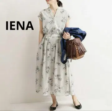 [ IENA 이에나 ] 플레어 원피스 스트라이프 플라워 꽃무늬 38