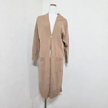 글로벌 워크 캐시미어 혼방 롱 가디건 V넥 카멜 계열 M