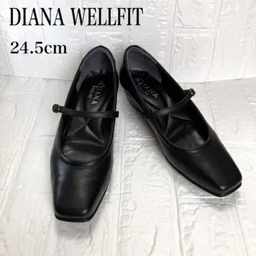 새상품급 DIANA WELLFIT 펌프스 스트랩 가죽 블랙 24.5cm