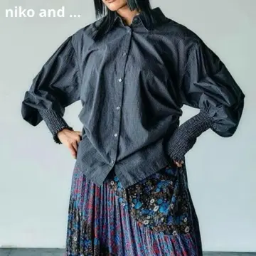 niko and ... M 드로스트 토마토 슬리브 셔츠 체크