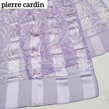 pierre cardin 스톨 쉬폰 페이즐리 실크 퍼플