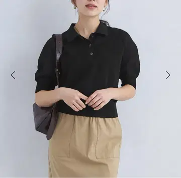 유나이티드 애로우즈 그리 라벨 릴랙싱 퍼프 시어 폴로 니트