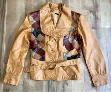 빈티지 우로코 패치워크 가죽 자켓 70s80s