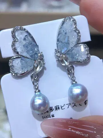 펄 나비 디자인 귀걸이