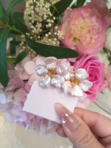 담수 펄 꽃 모양 귀걸이