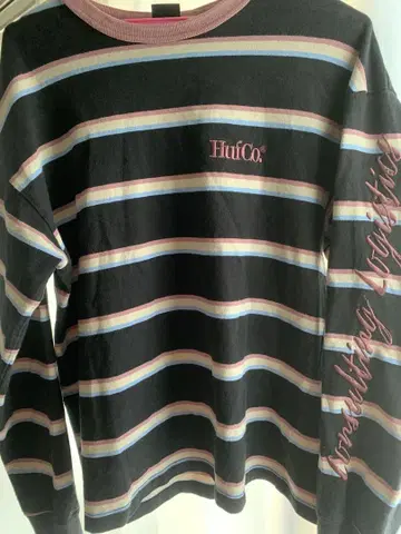 HUF CO STRIPE CREW 블랙/핑크