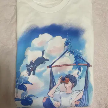키요 고양이 티셔츠 화이트 여성용 사이즈