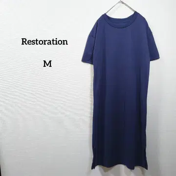 Restoration 롱 원피스 티셔츠 네이비 얇은 소재 여성용