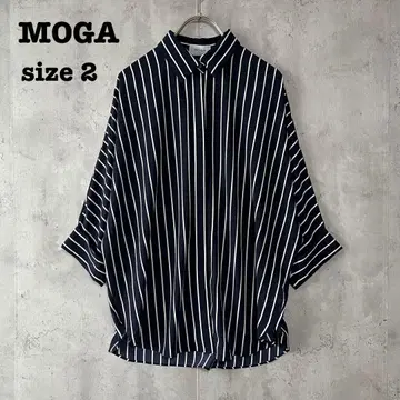 MOGA 돌먼 슬리브 스트라이프 셔츠 블라우스 새상품급 비침