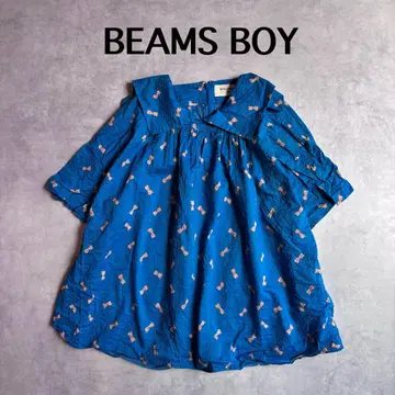 BEAMS BOY 빔즈 보이 상의 반팔 올 패턴 블라우스 반팔 셔츠