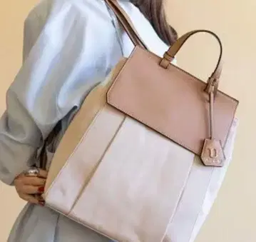 베이지와 브라운 백팩 토트백