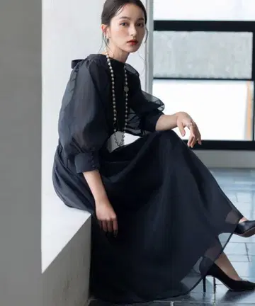 DRESS + 쉬폰 벌룬 슬리브 원피스 파티 드레스