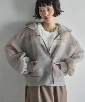 THE YOn 시어 종이상자 더블 집업 후디 블루종
