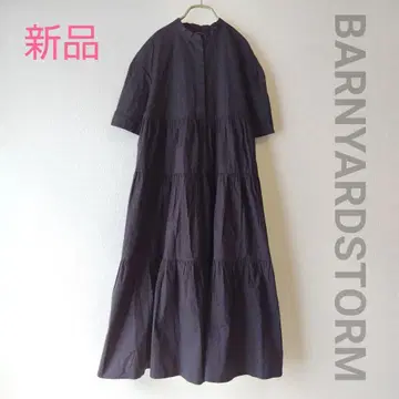 새상품 BARNYARD STORM 밴야드 스톰 밴드 카라 롱 원피스 블랙