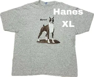 90년대 Hanes XL Boxer 강아지 티셔츠 싱글 스티치 빈티지
