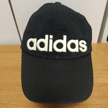 올드 아디다스 자수 로고 캡 블랙 검정