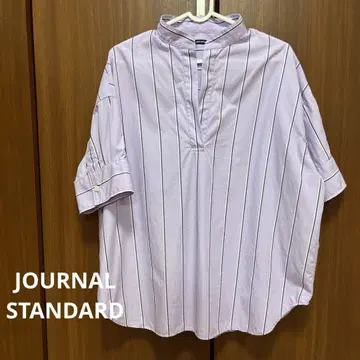 저널 스탠다드 셔츠 블라우스 퍼플 라벤더 스트라이프