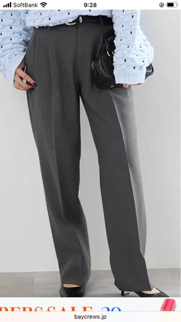 미사용 새상품 IENA black travis pants 38 그레이