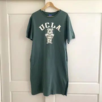 UCLA 베어 칼리지 프린트 티셔츠 원피스 그린 새상품급