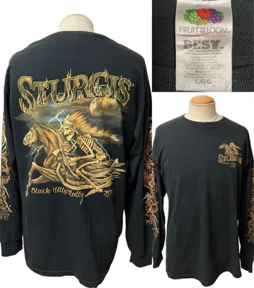 USA 빈티지 STURGIS 긴팔 티셔츠 L 블랙 롱티 xpv