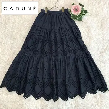 D96. CADUNE [ 아일렛 자수/티어드 롱 스커트 ] 플레어